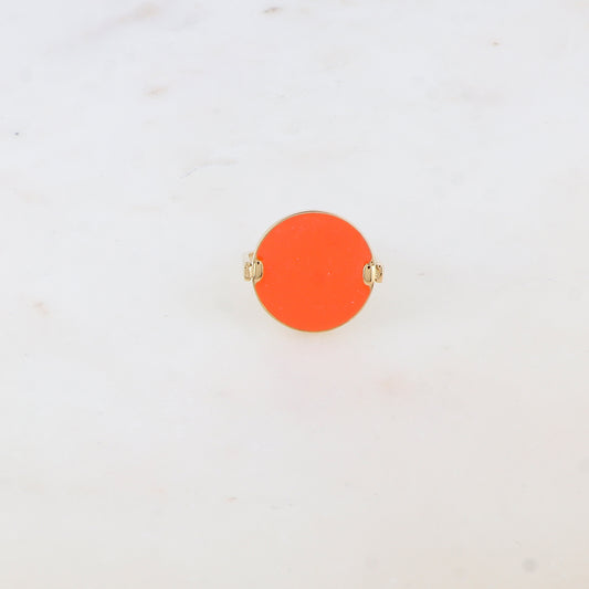 Bague fine avec l'émail - Orange
