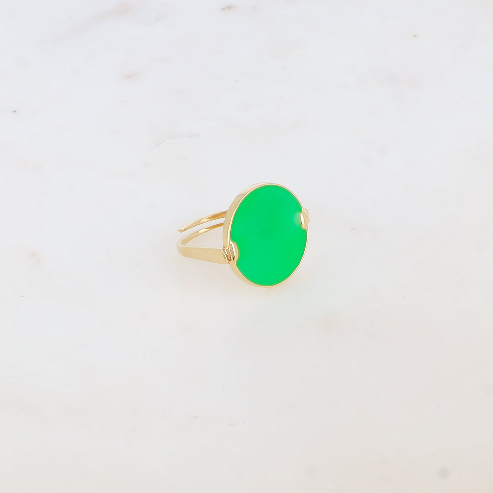 Bague fine avec l'émail - Vert