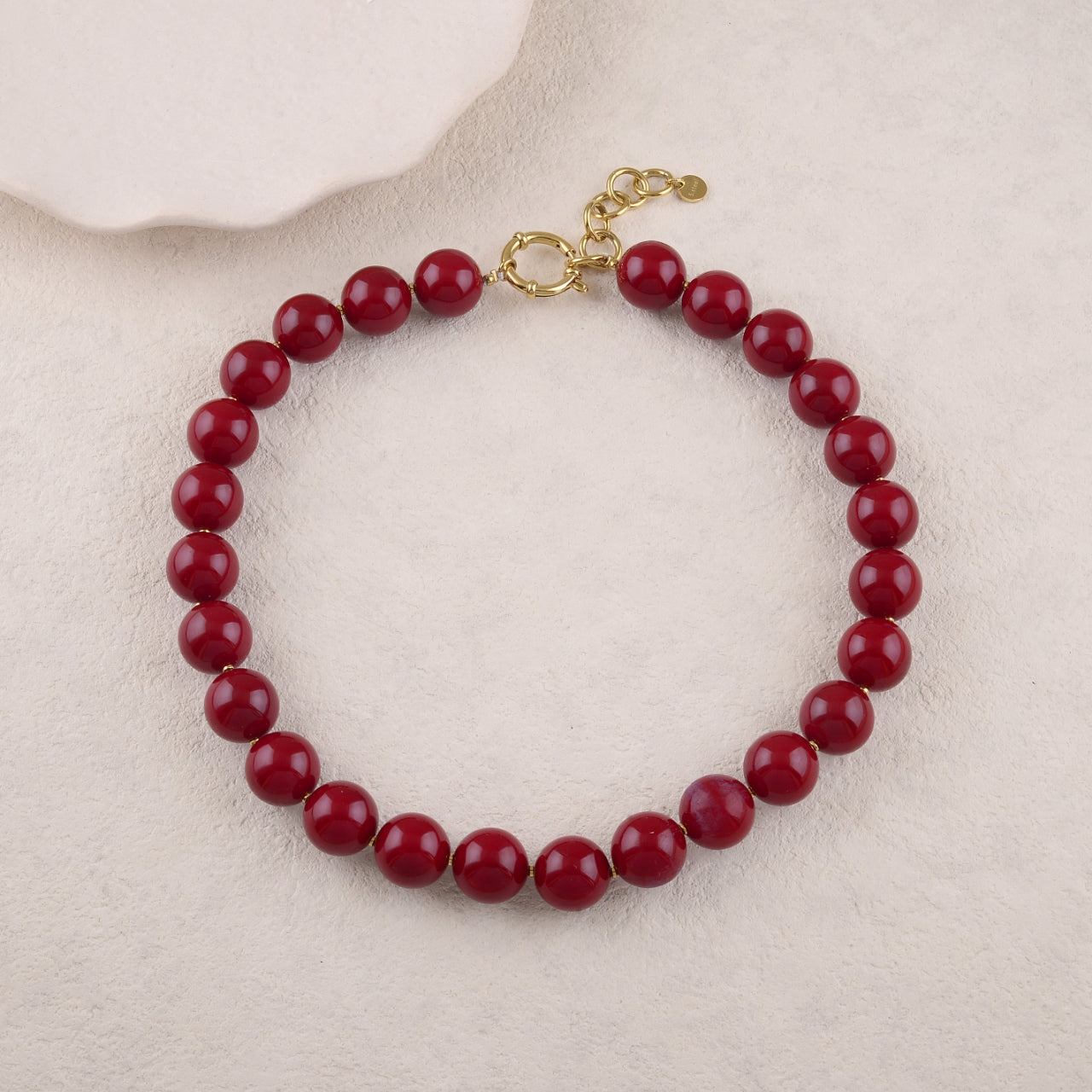 Collier avec perles en résine effet nacré - Diamètre perle: 1,4 cm (41+5CM)