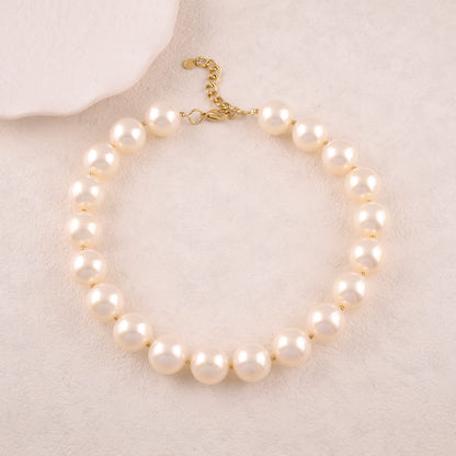 Collier avec perles en résine effet nacré - Diamètre perle : 1,8 cm (41+5CM)
