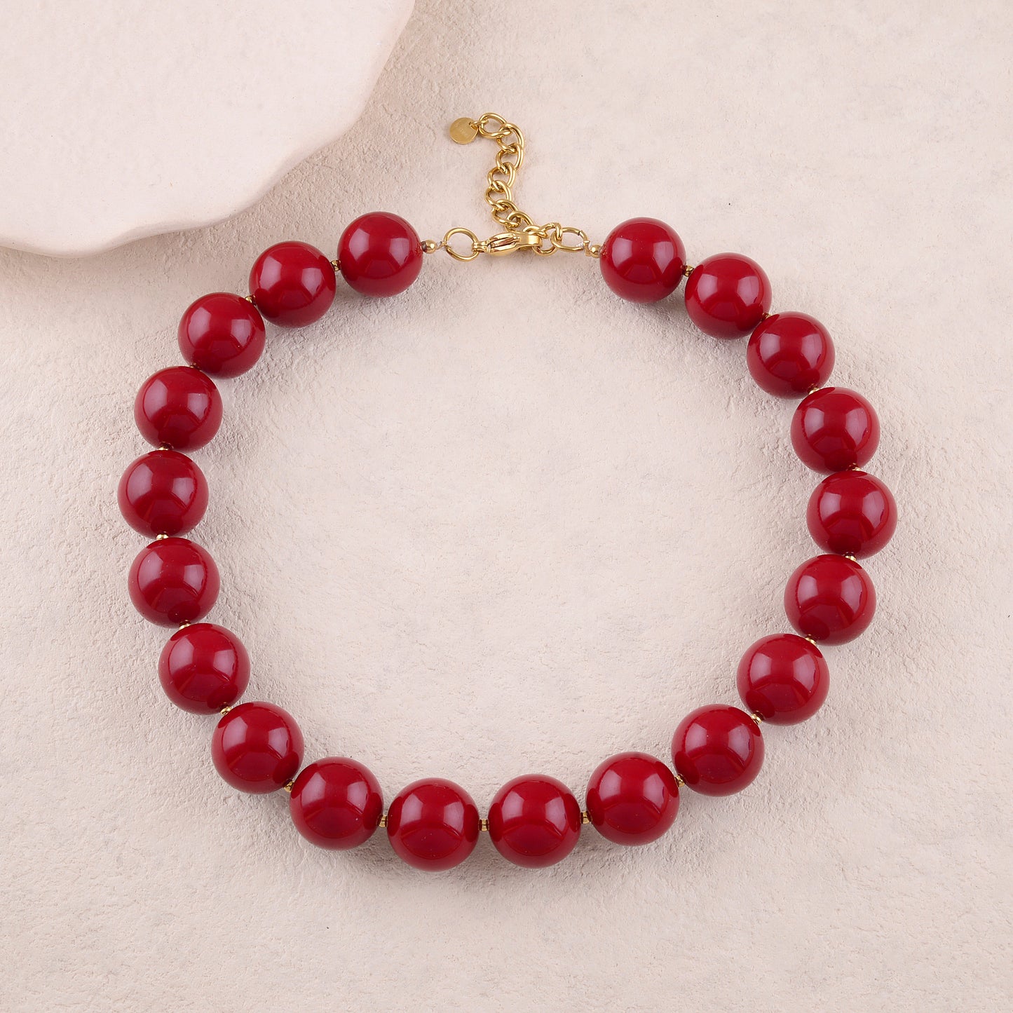 Collier avec perles en résine effet nacré - Diamètre perle : 1,8 cm (41+5CM)