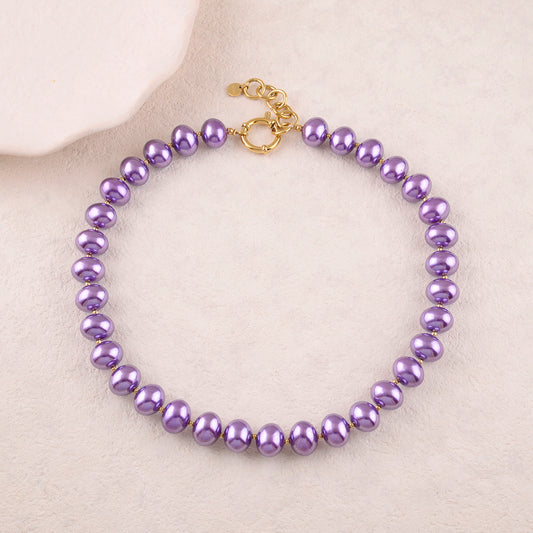 Collier avec perles en résine effet nacré 41+3 cm