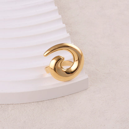 Bague avec pièce forme spirale, effet lisse