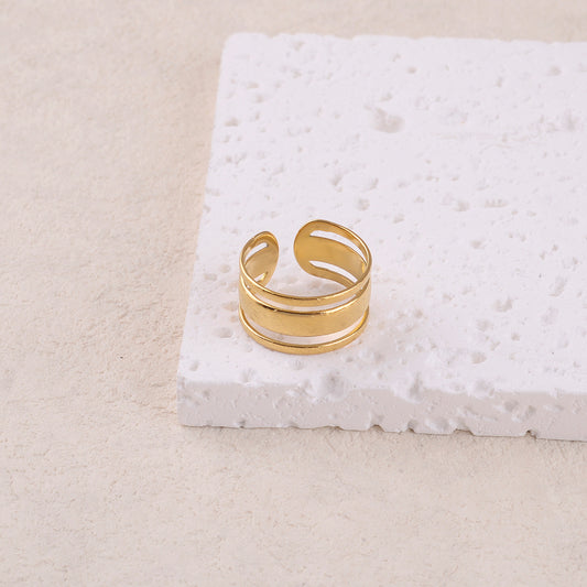 Bague 3 rangs avec effet brossé
