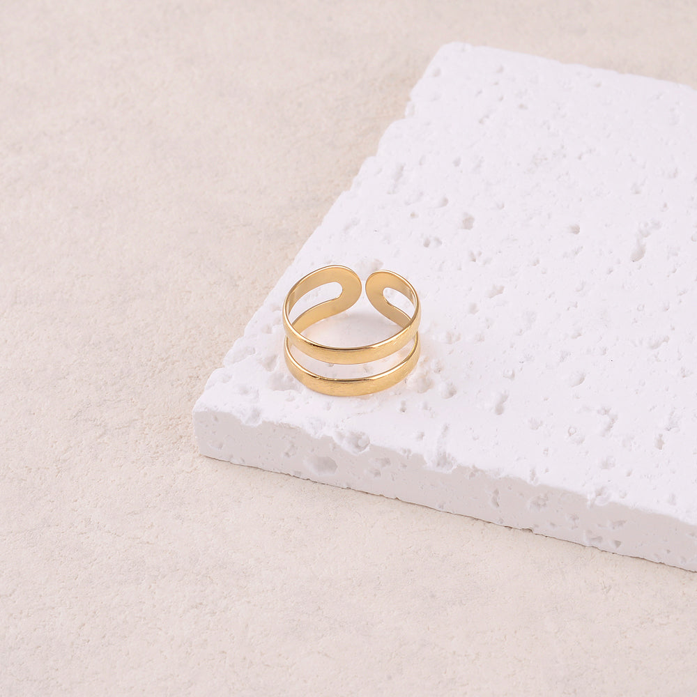 Bague 2 rangs avec effet brossé