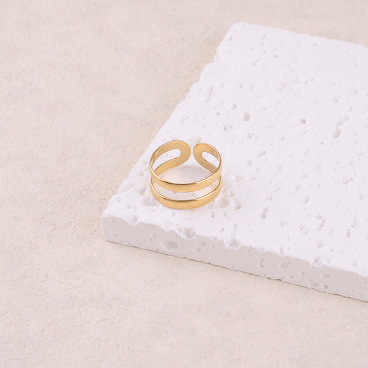 Bague 2 rangs avec effet brossé