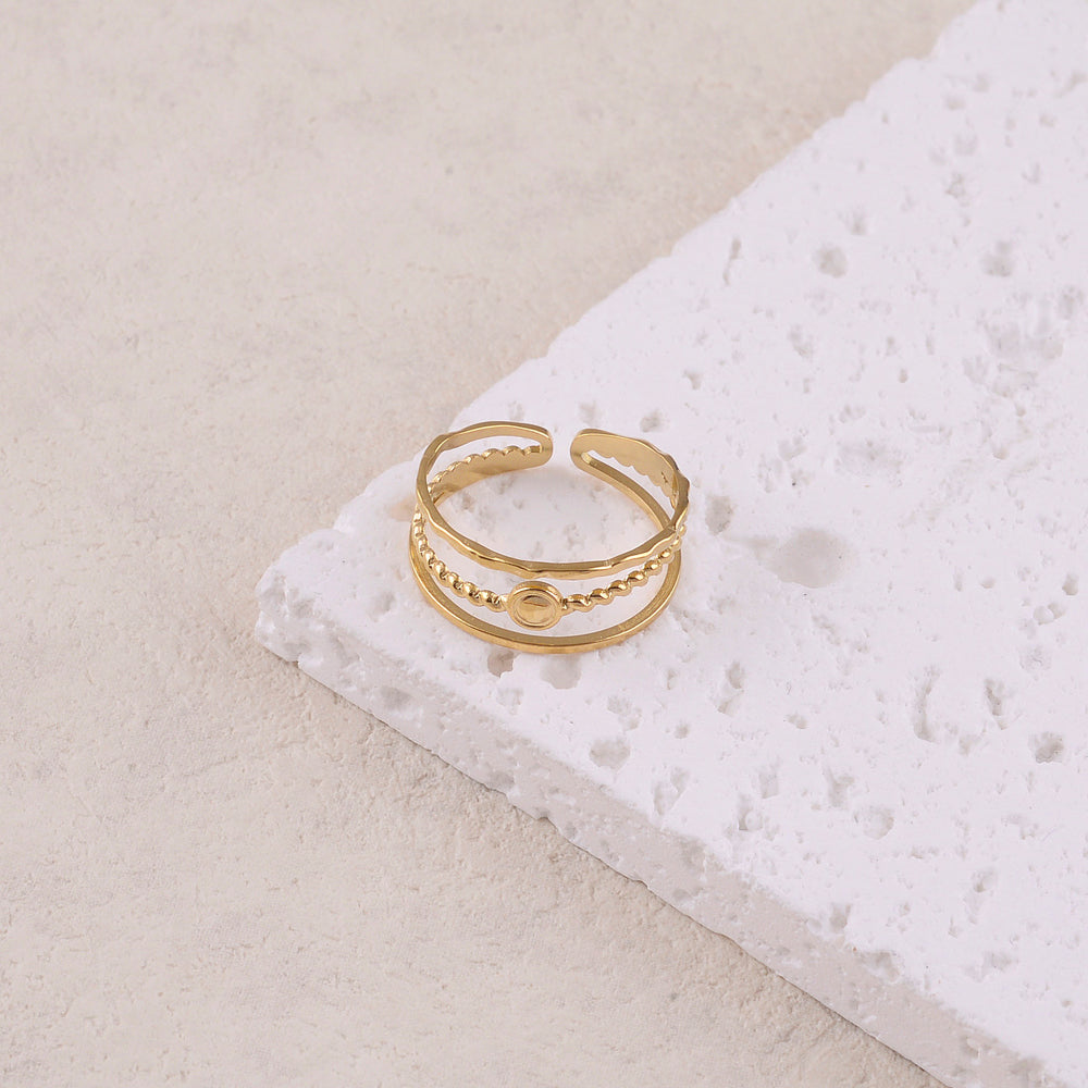 Bague 3 rangs aux motifs graphiques