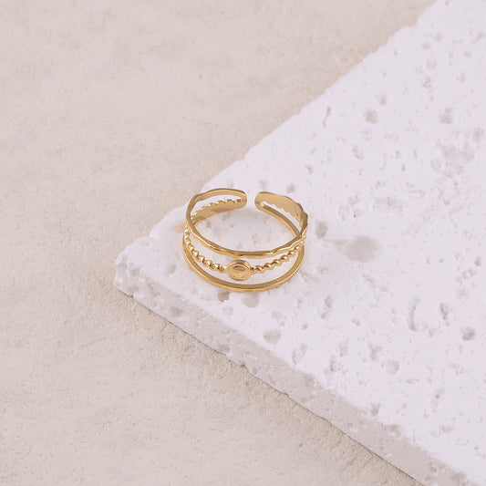 Bague 3 rangs aux motifs graphiques