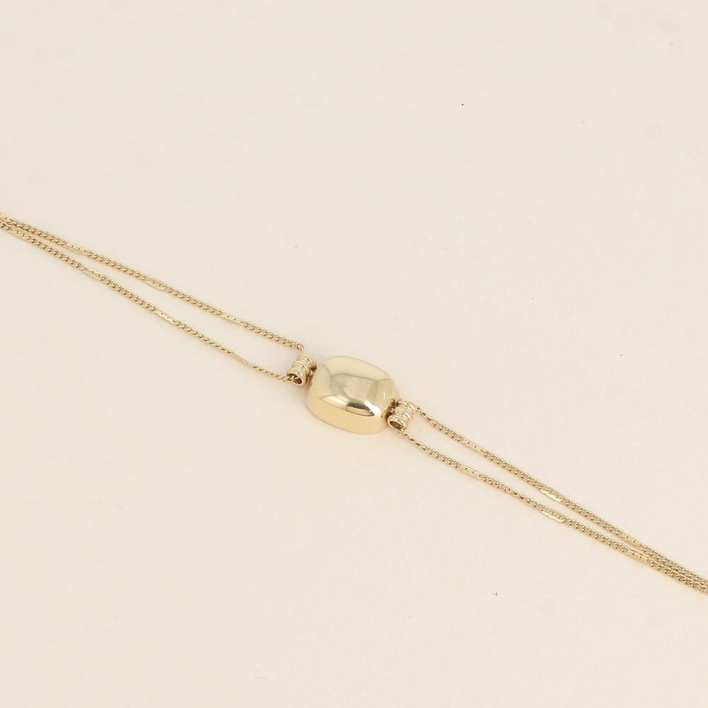 Bracelet - maille forçat alternée pincée et pendentif rectangle bombé 16+3 cm