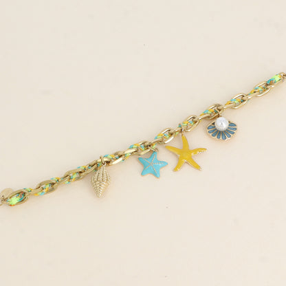 Bracelet - pampilles marins (coquillages, étoiles de mer) en émail 16,5+3 cm