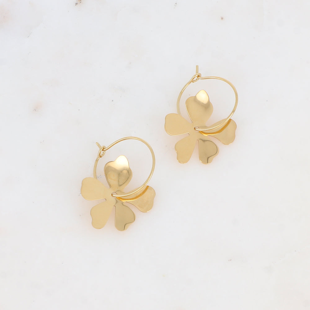 Créoles avec pampille fleur 2,2 X 3,3 cm.