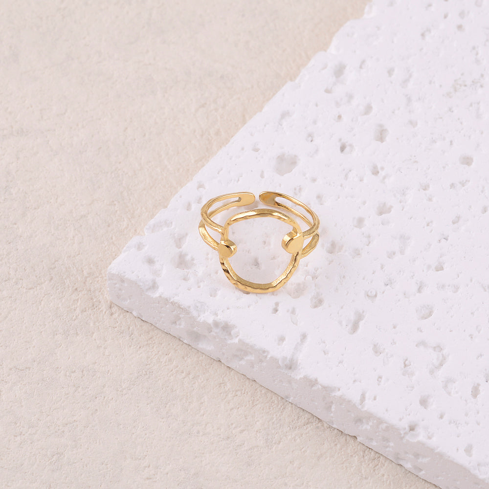 Bague 2 rangs avec anneau martelée
