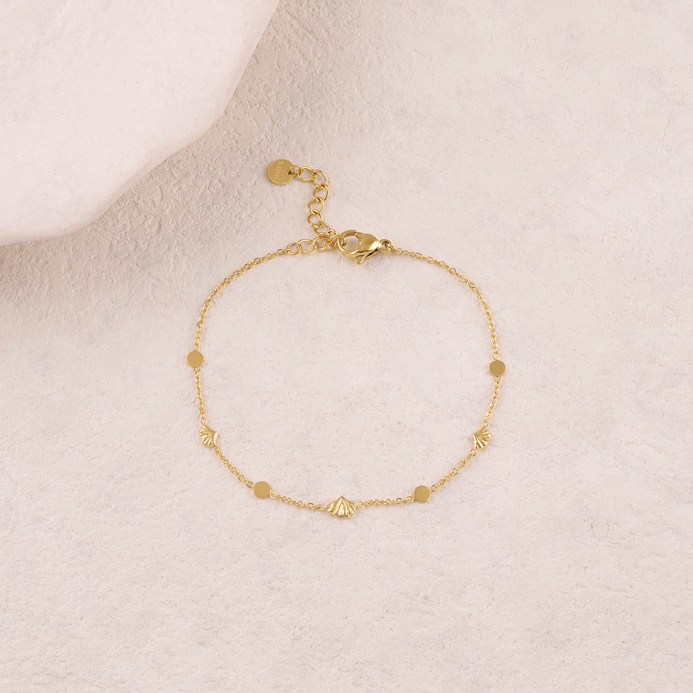 Bracelet avec feuilles de ginkgo et pampilles rondes
