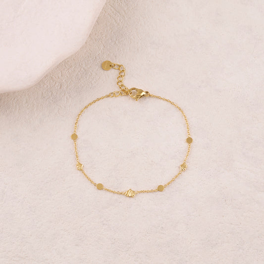 Bracelet avec feuilles de ginkgo et pampilles rondes
