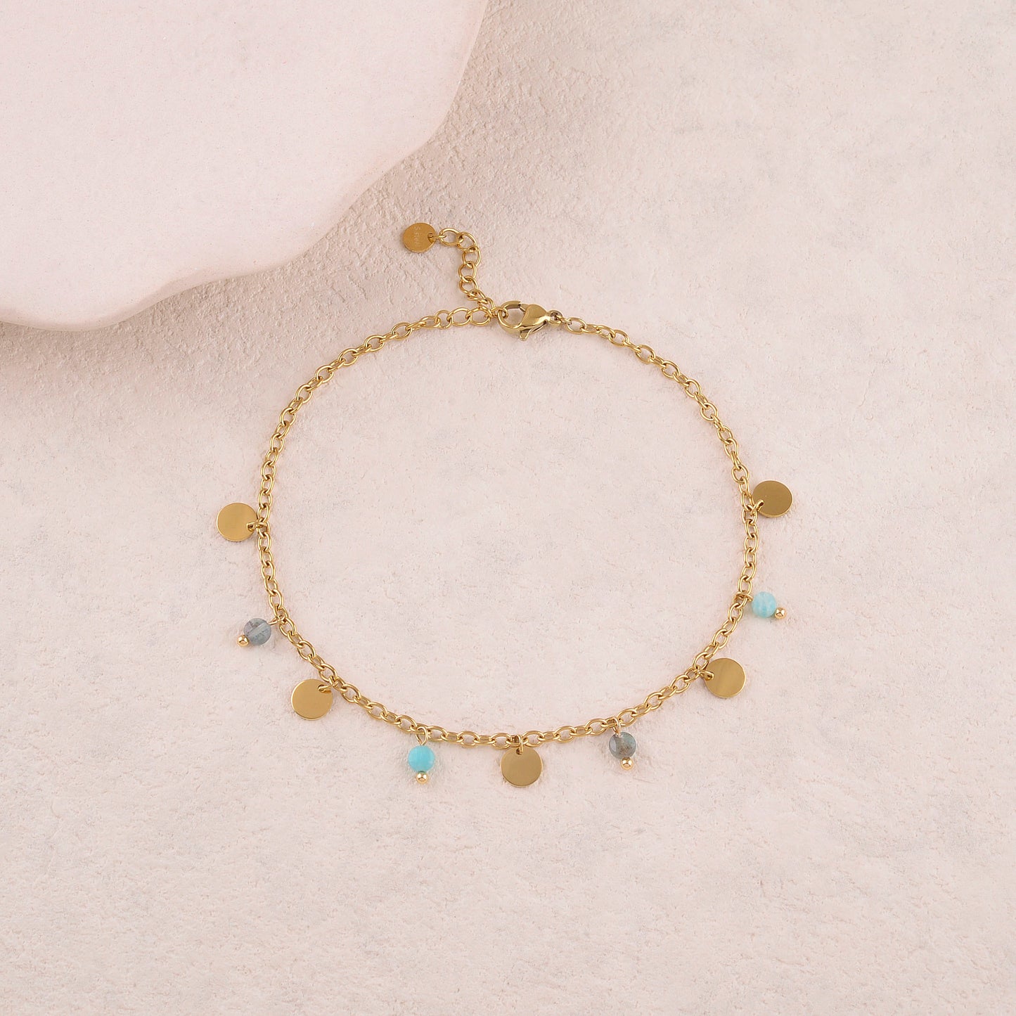 Chaine de cheville avec pampilles, pierres naturelles (22+3CM)