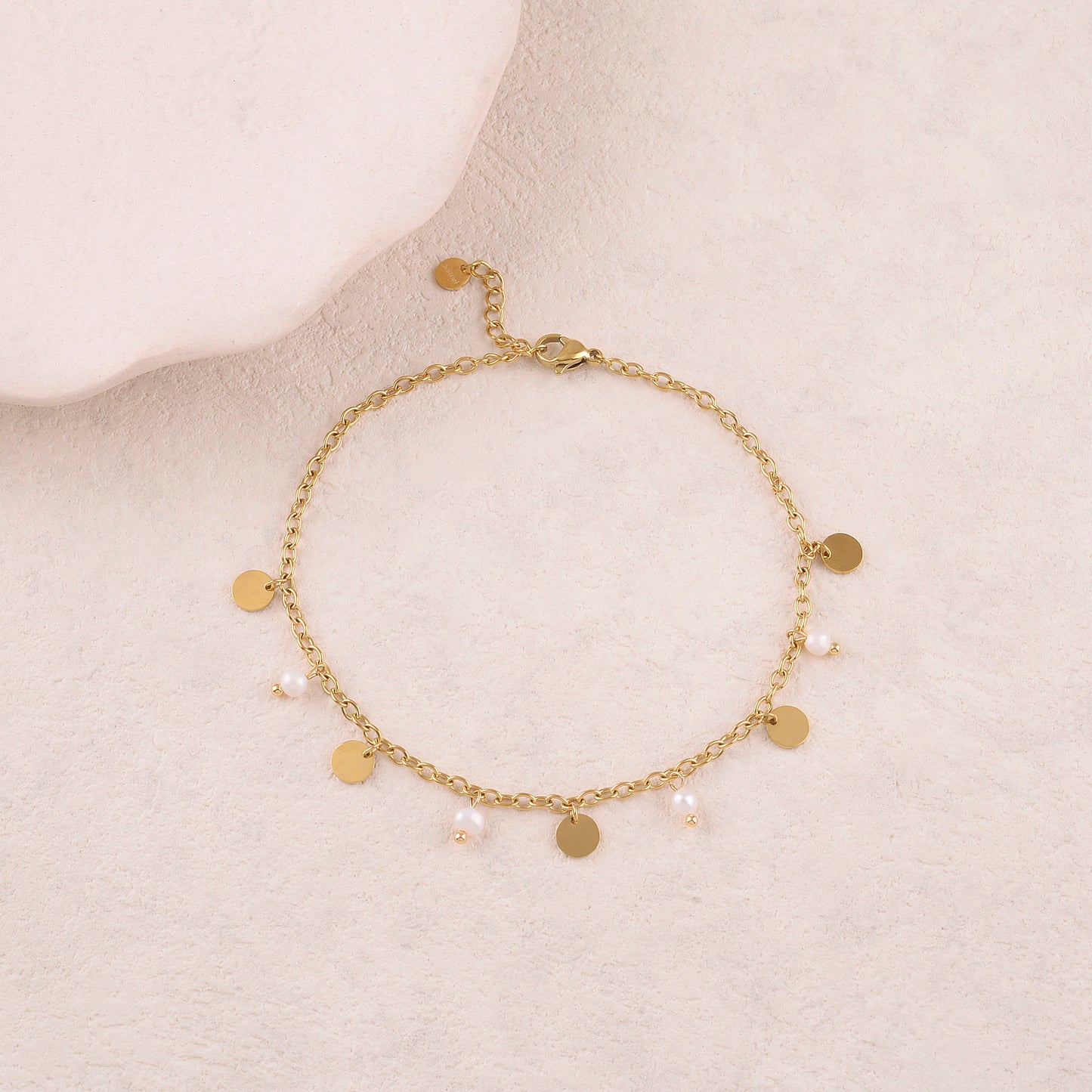 Chaine de cheville avec pampilles, perles d'eau douce (22+3CM)