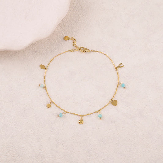 Chaine de cheville avec pampilles, pierres naturelles (22+3CM)