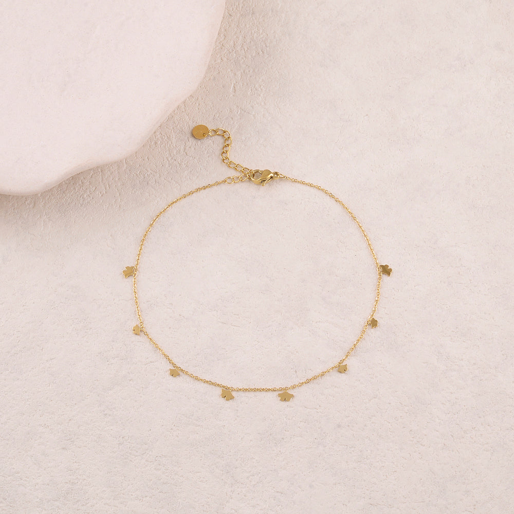 Chaine de cheville avec pampilles feuilles de ginkgo (22+3CM)