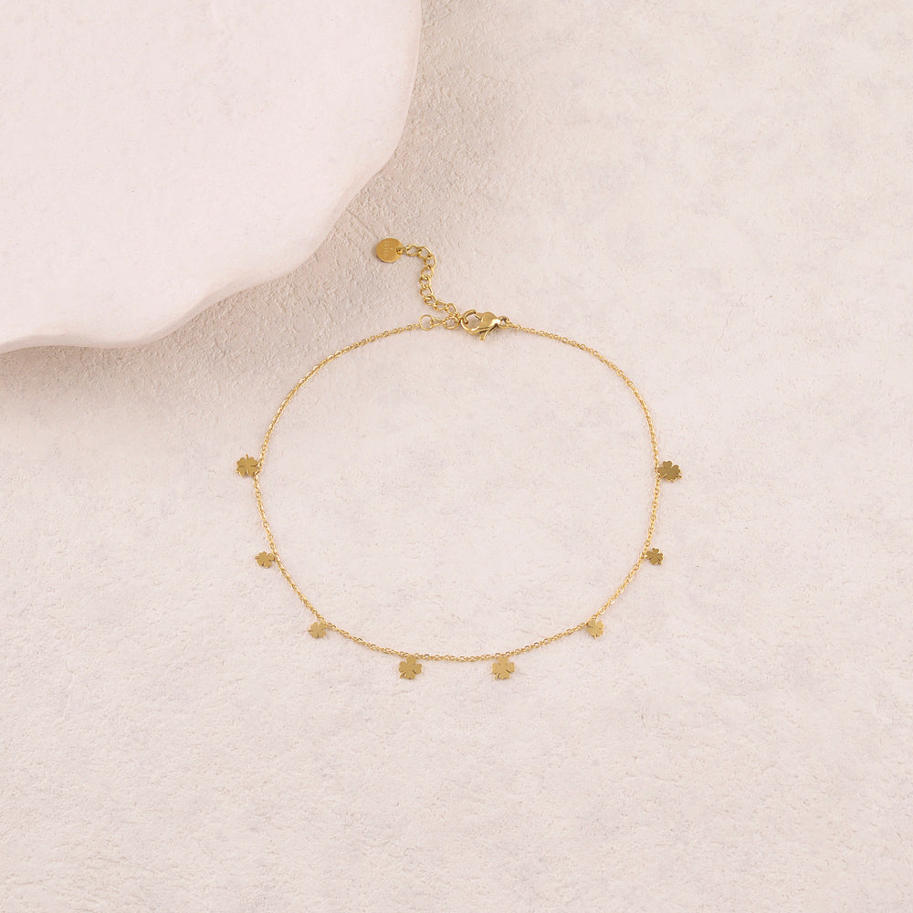 Chaine de cheville avec pampilles trèfles (22+3CM)