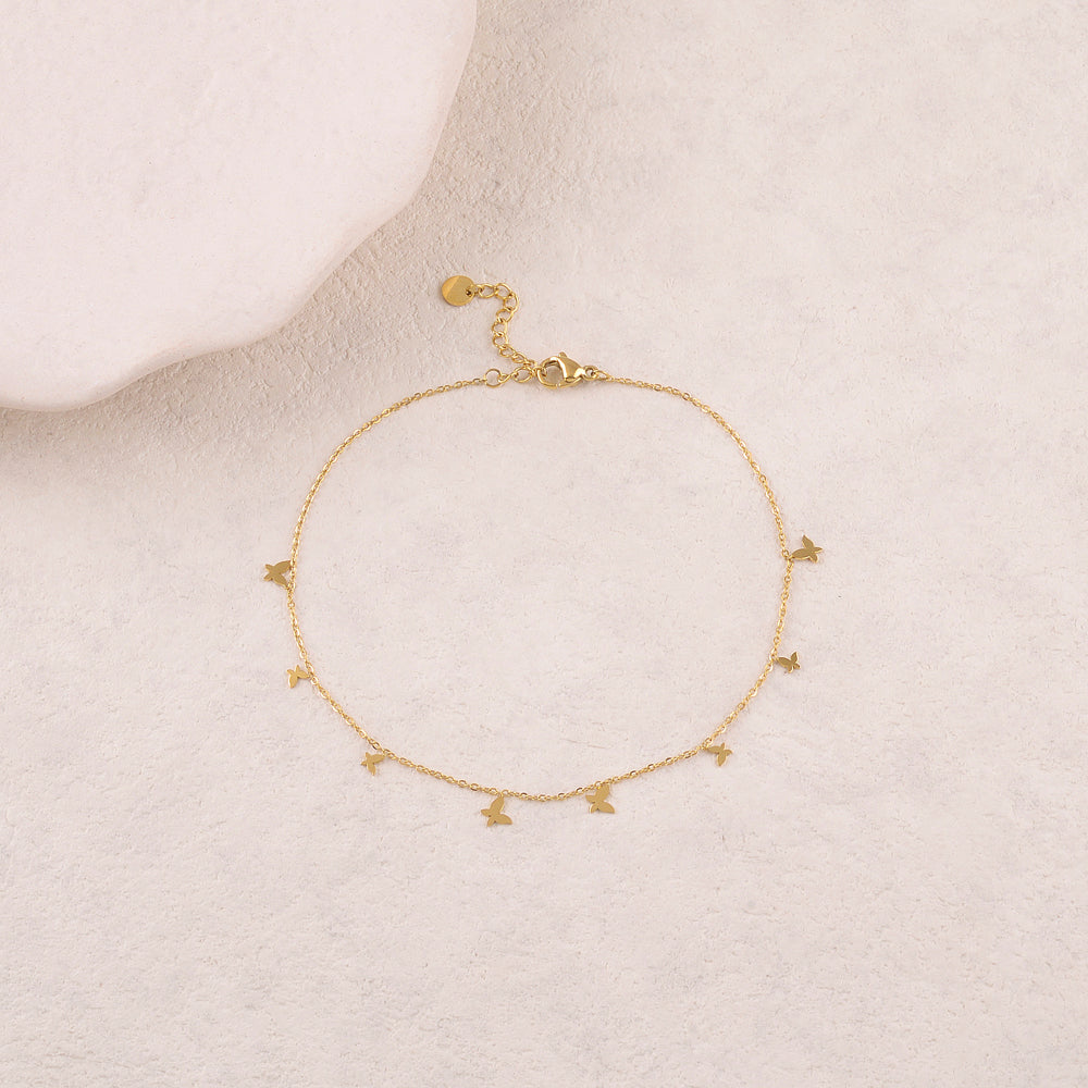 Chaine de cheville avec pampilles papillons (22+3CM)