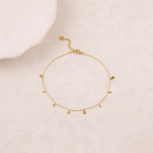 Chaine de cheville avec pampilles forme goutte (22+3CM)