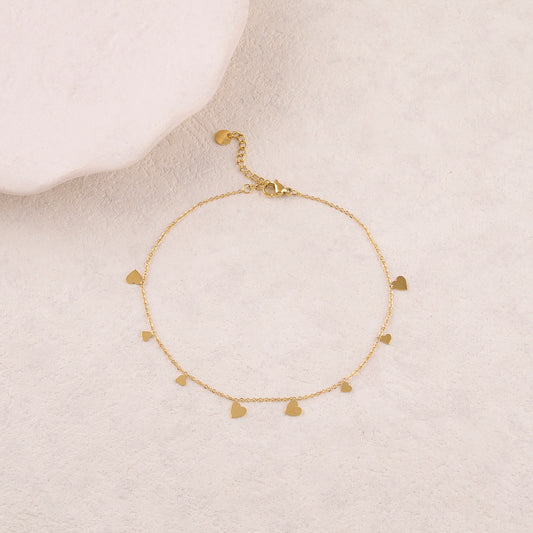 Chaine de cheville avec pampilles cœurs (22+3CM)