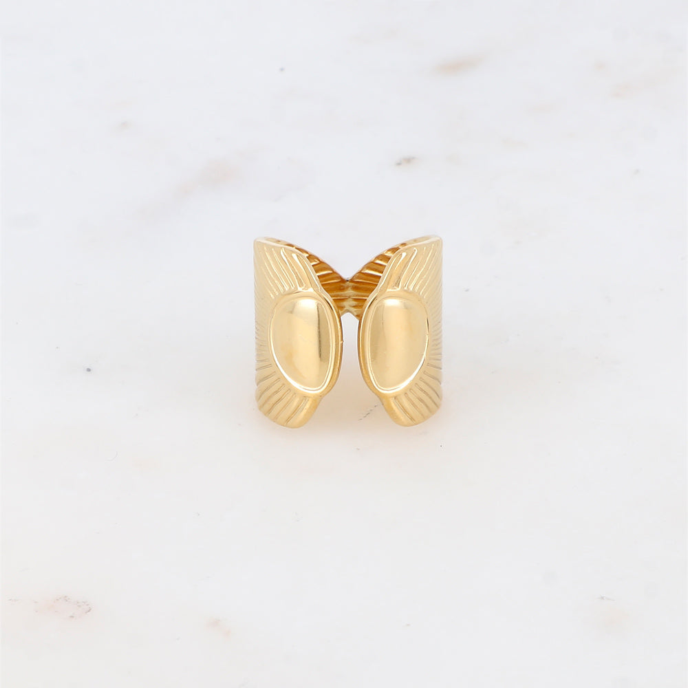 Bague avec pièce graphique à rayure et géométrique