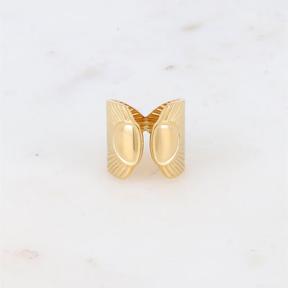 Bague avec pièce graphique à rayure et géométrique