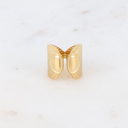 Bague avec pièce graphique à rayure et géométrique