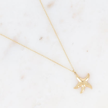 Collier avec étoile de mer, effet miroir (40+5CM)