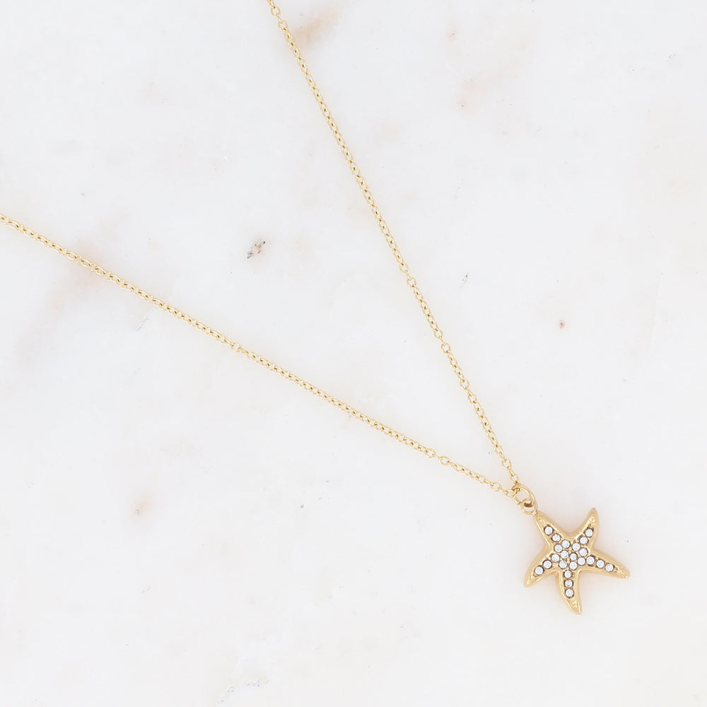 Collier avec étoile de mer strassée (40+5CM)
