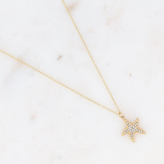 Collier avec étoile de mer strassée (40+5CM)