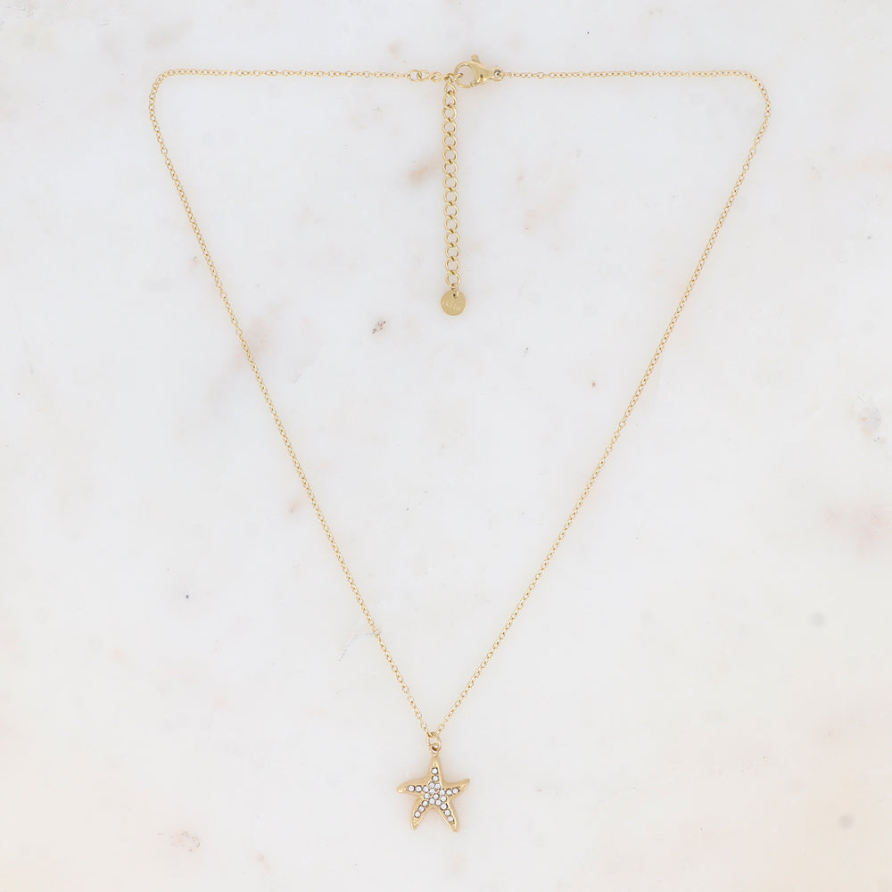 Collier avec étoile de mer strassée (40+5CM)