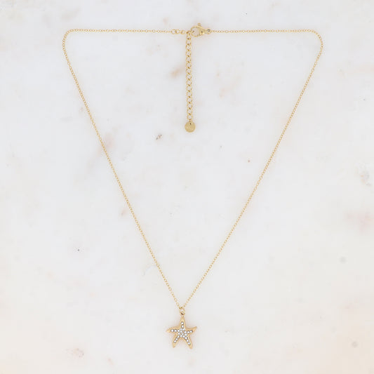 Collier avec étoile de mer strassée (40+5CM)