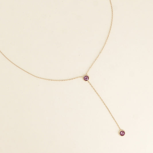 Collier Y - Orné de cristaux de Swarovski® - 40+7 cm - Longueur de chaîne pendante : 6 cm - Dimensions des cristaux : 5x5 mm - Iris