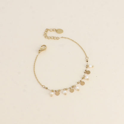 Bracelet - pampilles rondes et perles d'eau douce 16+3 cm