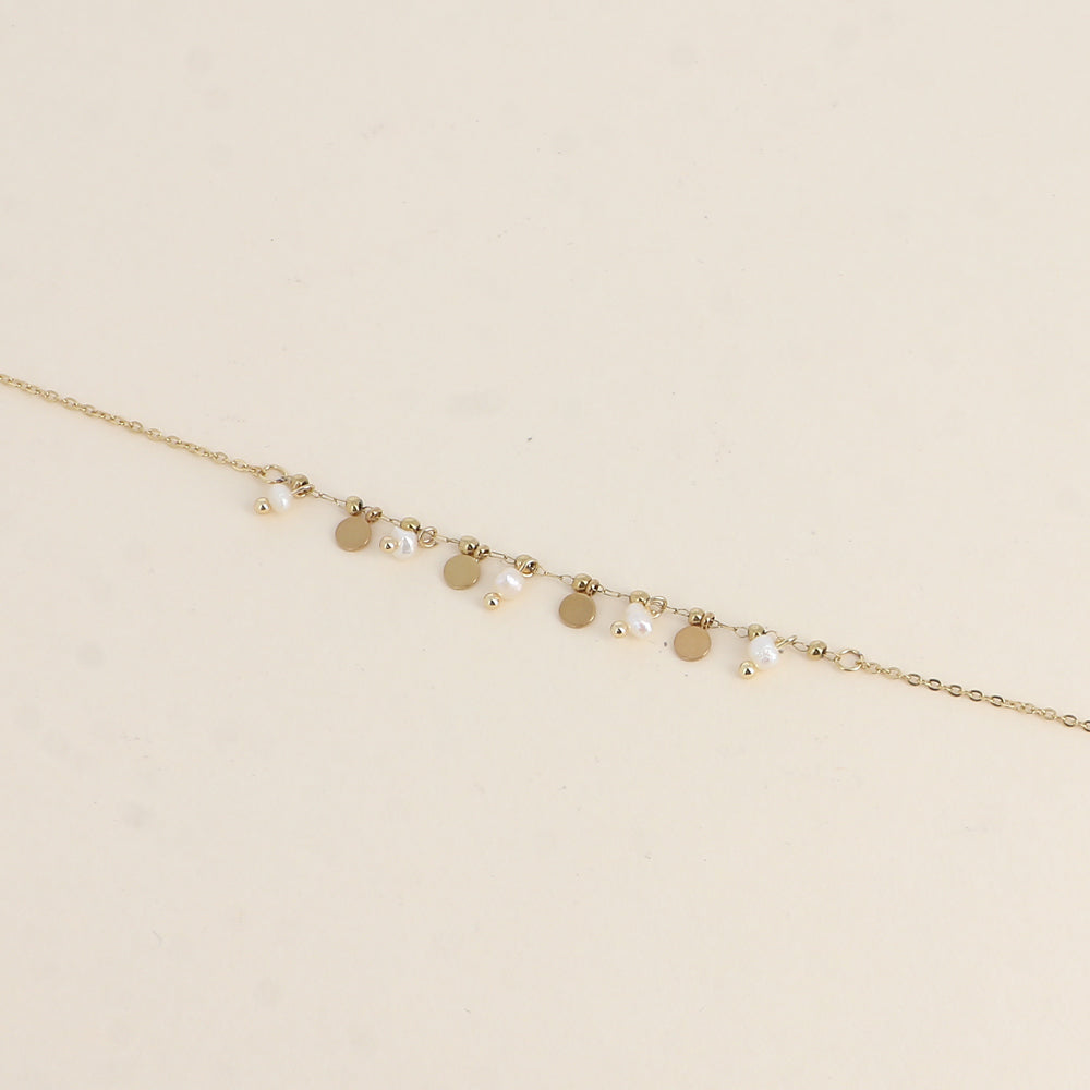 Bracelet - pampilles rondes et perles d'eau douce 16+3 cm