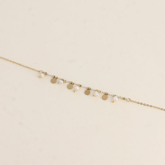 Bracelet - pampilles rondes et perles d'eau douce 16+3 cm