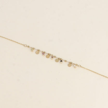 Bracelet - pampilles rondes et pierres naturelles tourmaline 16+3 cm
