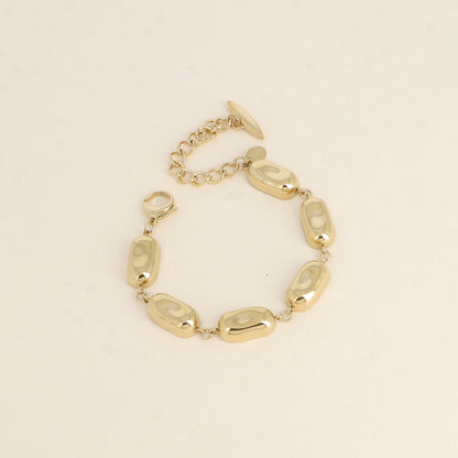 Bracelet - maillons rectangulaires incurvés et martelés 14,5+5 cm
