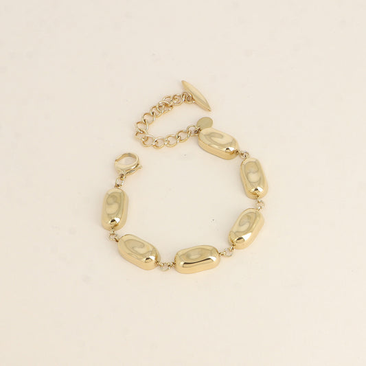 Bracelet - maillons rectangulaires incurvés et martelés 14,5+5 cm