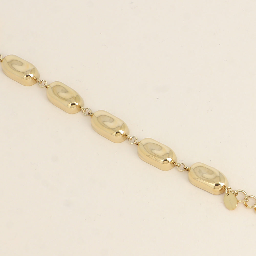 Bracelet - maillons rectangulaires incurvés et martelés 14,5+5 cm