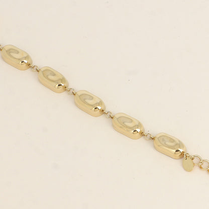 Bracelet - maillons rectangulaires incurvés et martelés 14,5+5 cm