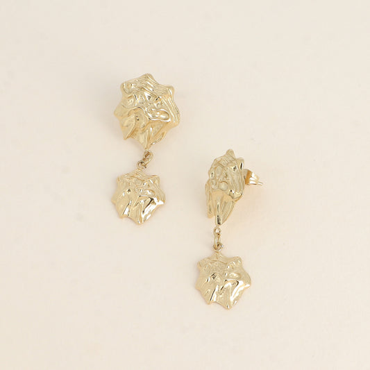 Boucles pendantes - double pièce effet coquillage 16x39 mm