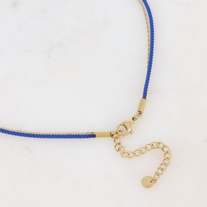 Collier deux rangs chaine et cordon coloré avec étoile de mer émaillée