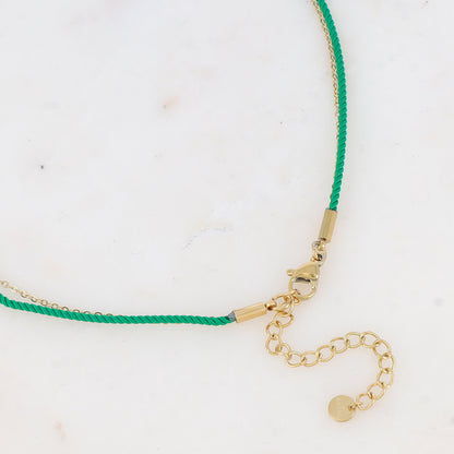 Collier deux rangs chaine et cordon coloré avec étoile de mer émaillée