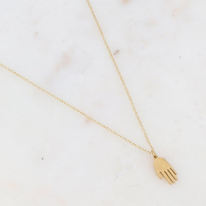 Collier avec pampille forme de main et œil (40+5CM)