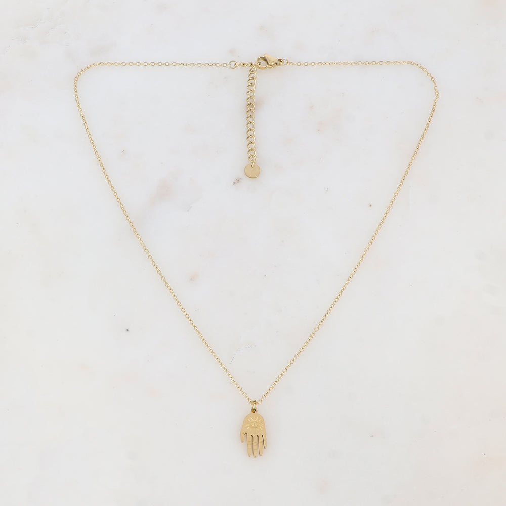Collier avec pampille forme de main et œil (40+5CM)