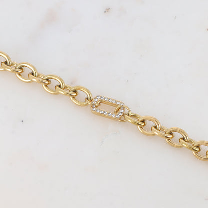 Bracelet en maille avec anneau rectangulaire strassé