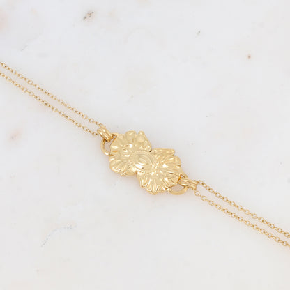 Bracelet 2 rangs, 1 pièce ovale collée sur 2 feuilles